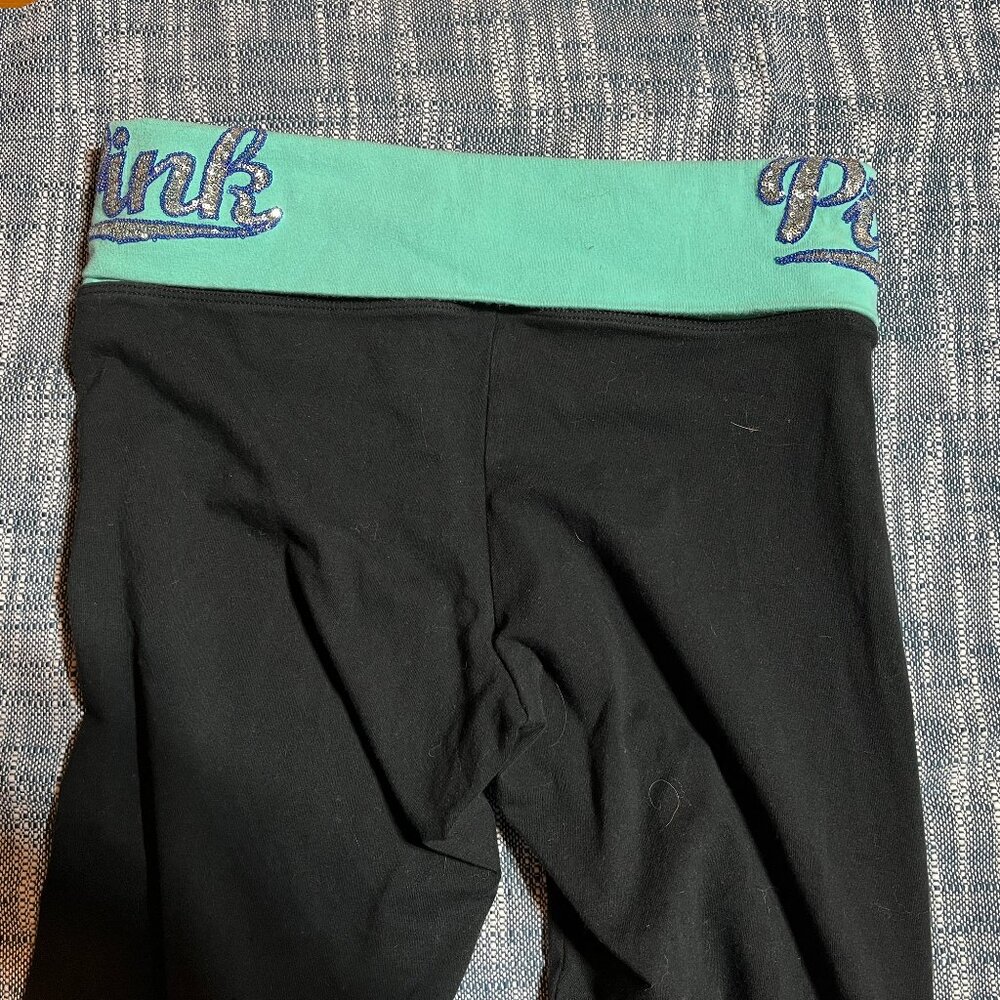 Victorias Secret PINK Leggings Size Small Fold over Bling Sequins Y2K